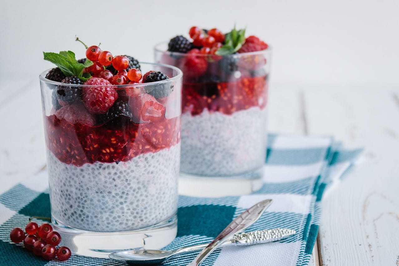 Chai seed pudding with Fresh Berries